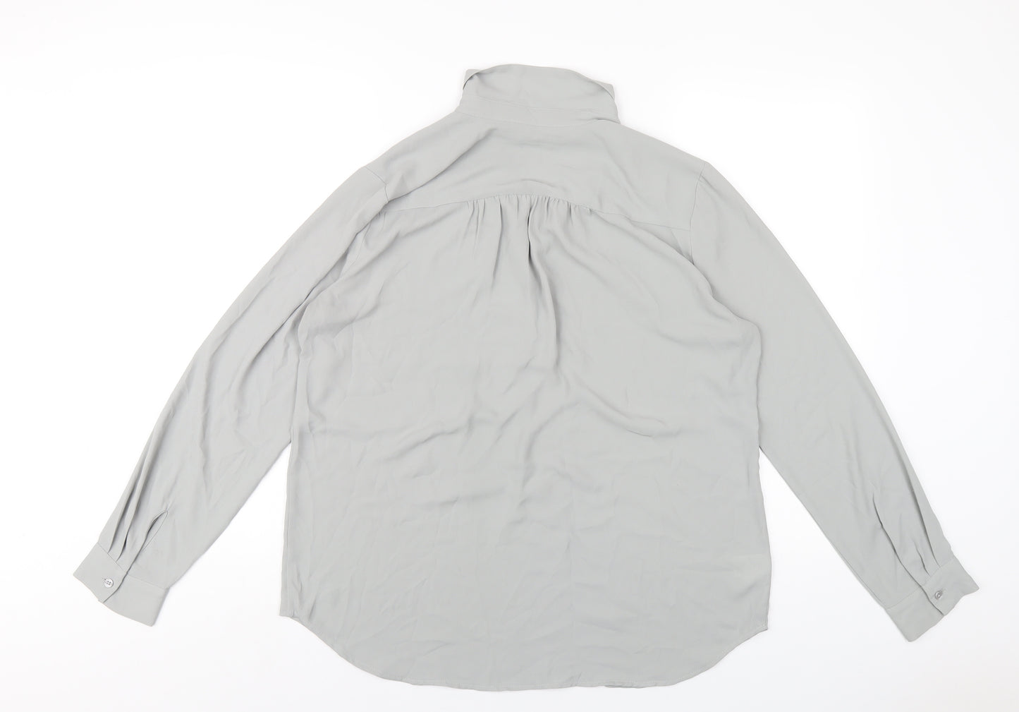 Ann Taylor Womens Grey Polyester Basic Blouse Size M Collared