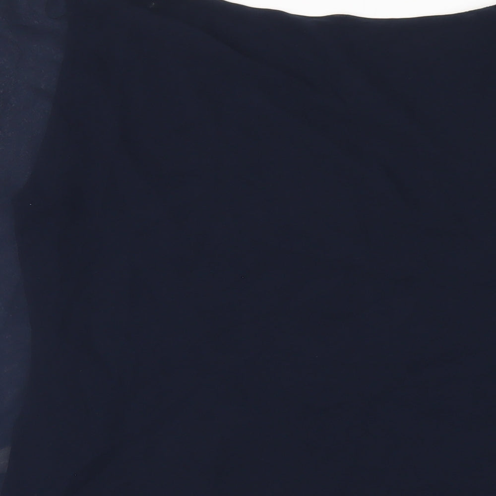 Wallis Womens Blue Floral Polyester Basic T-Shirt Size M Round Neck