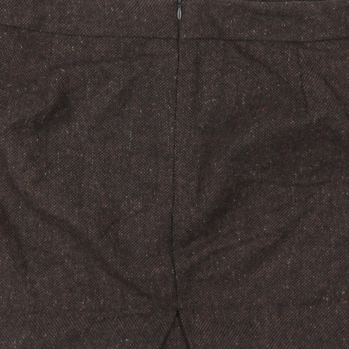 Laura Ashley Womens Brown Wool Mini Skirt Size 14 Zip