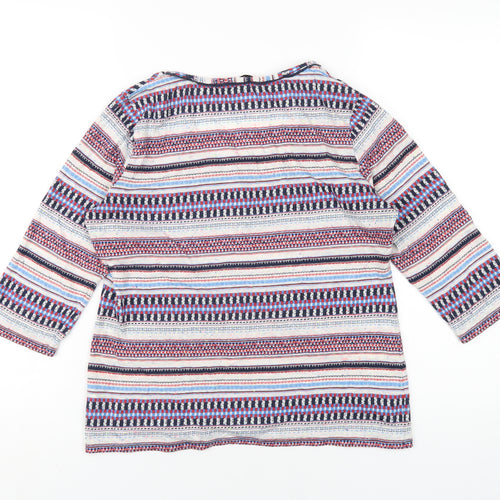 Per Una Womens Multicoloured Striped Cotton Basic T-Shirt Size 12 Round Neck
