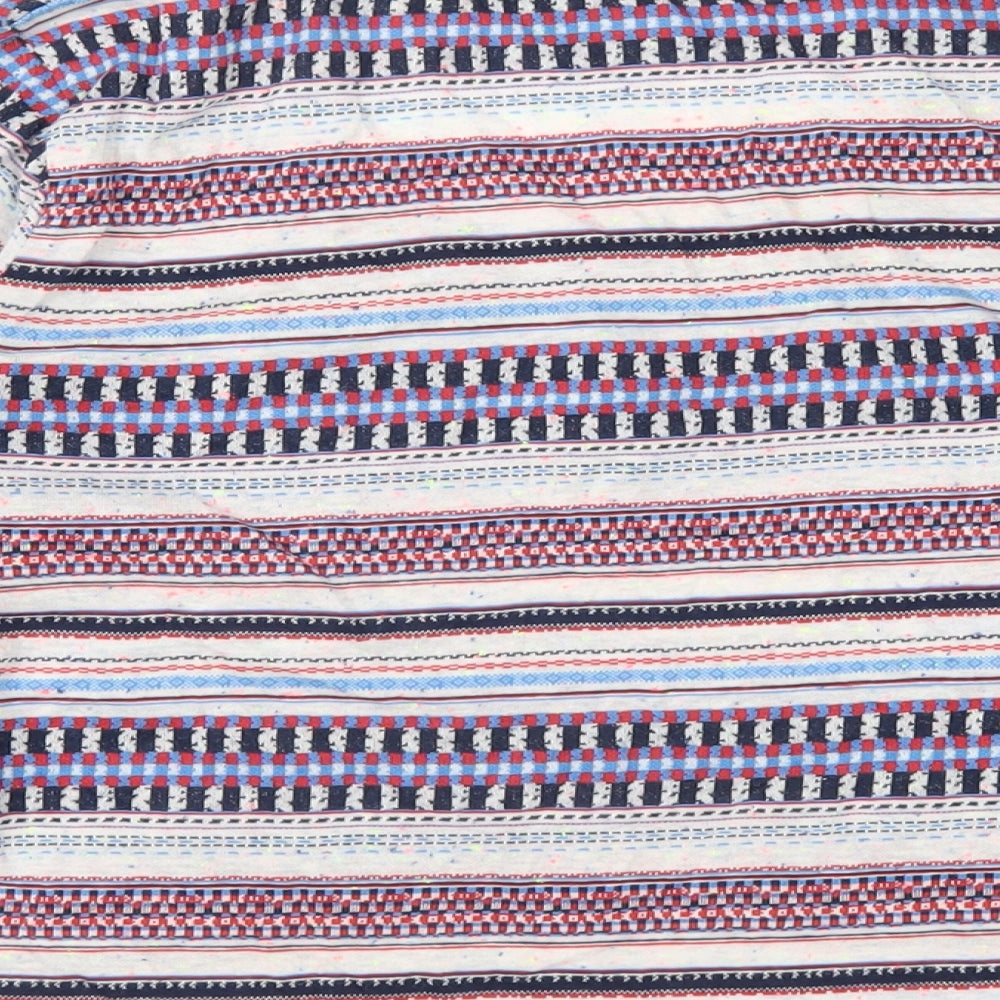 Per Una Womens Multicoloured Striped Cotton Basic T-Shirt Size 12 Round Neck