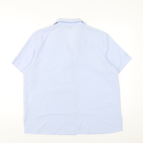 EWM Womens Blue Polyester Basic Button-Up Size 16 Collared