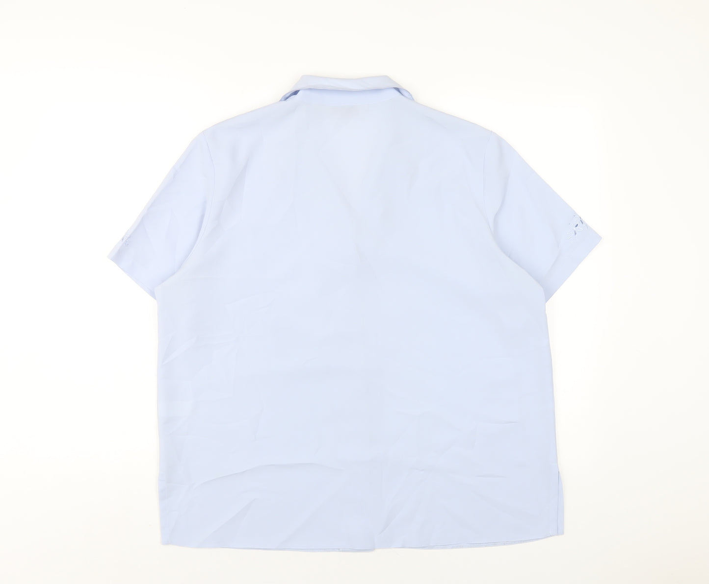 EWM Womens Blue Polyester Basic Button-Up Size 16 Collared