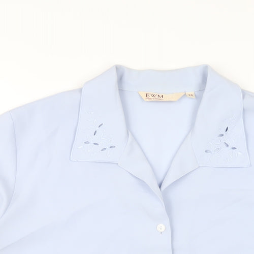 EWM Womens Blue Polyester Basic Button-Up Size 16 Collared