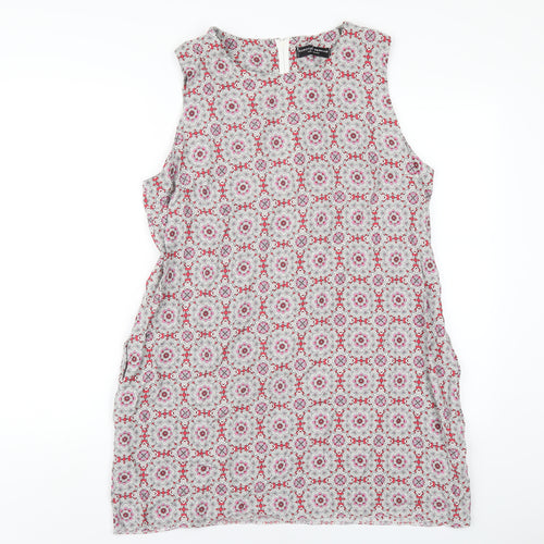 Dorothy Perkins Womens Multicoloured Geometric Viscose A-Line Size 18 Round Neck Zip