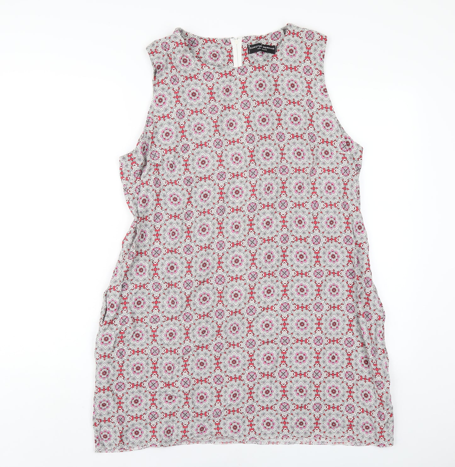 Dorothy Perkins Womens Multicoloured Geometric Viscose A-Line Size 18 Round Neck Zip