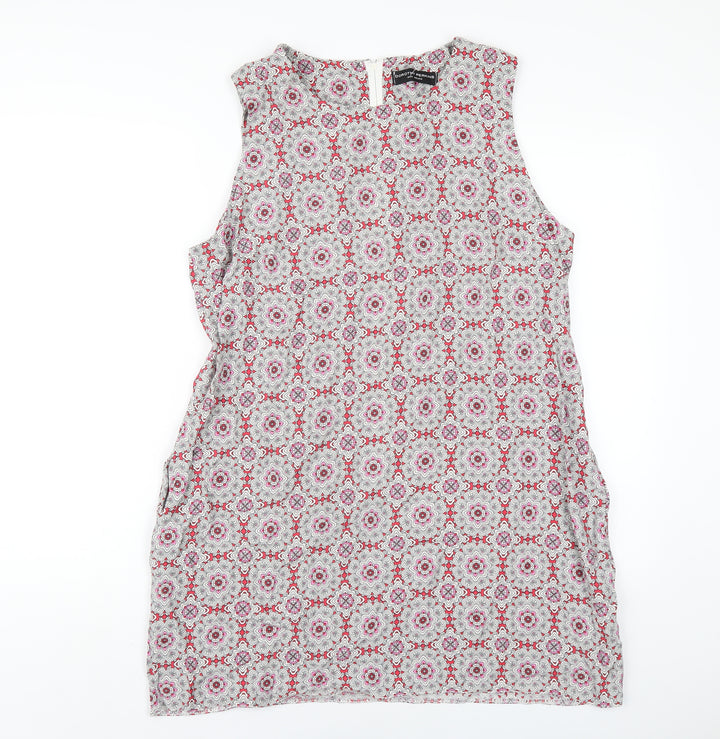 Dorothy Perkins Womens Multicoloured Geometric Viscose A-Line Size 18 Round Neck Zip