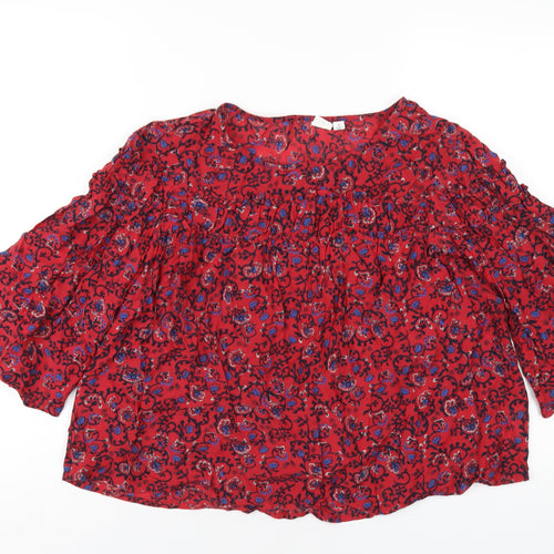 Gap Womens Red Geometric Viscose Basic T-Shirt Size S Round Neck