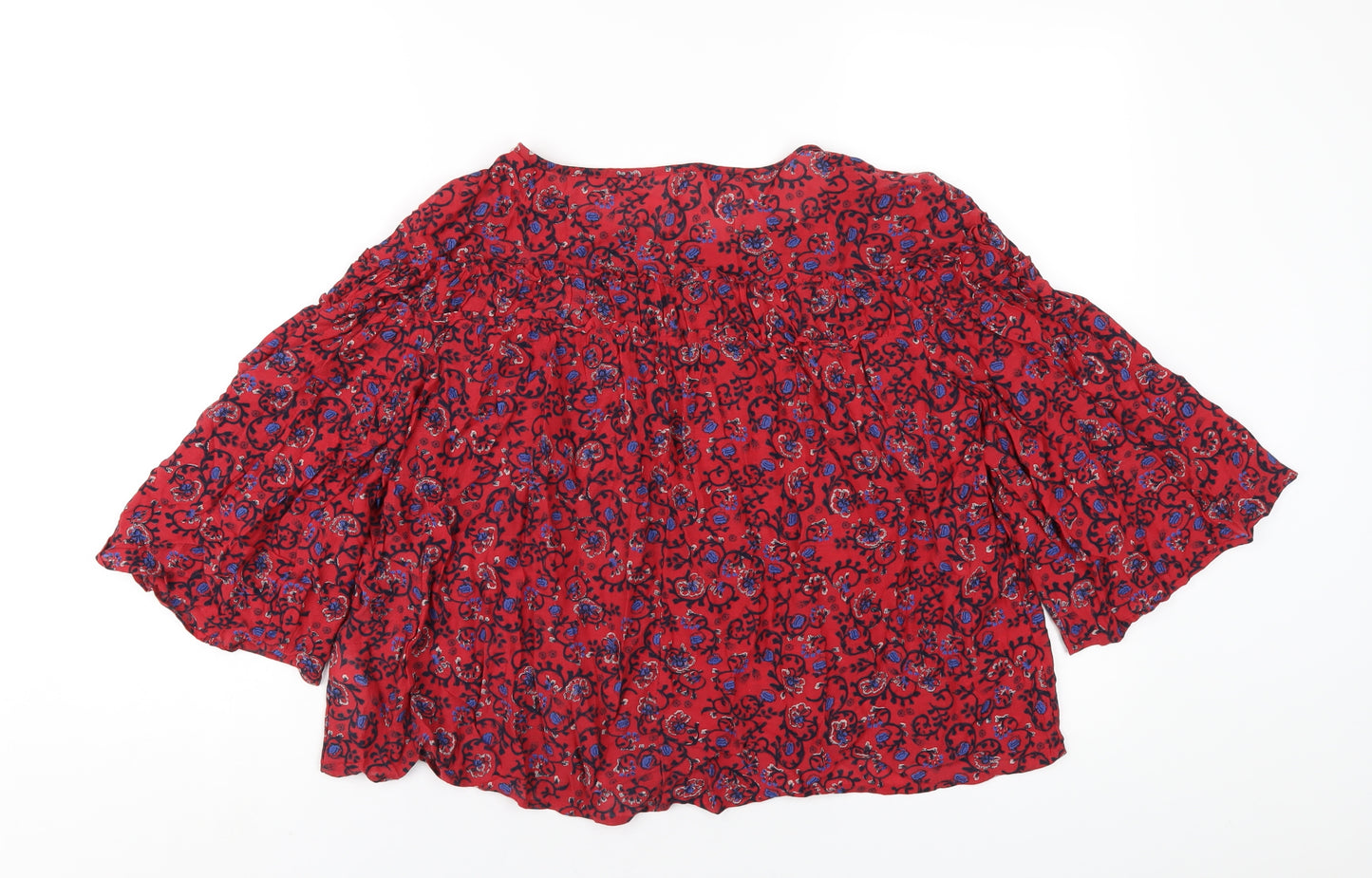 Gap Womens Red Geometric Viscose Basic T-Shirt Size S Round Neck