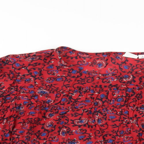 Gap Womens Red Geometric Viscose Basic T-Shirt Size S Round Neck