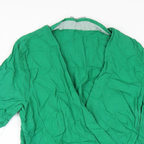 Michelle Keegan Womens Green Cotton A-Line Size 12 V-Neck Button