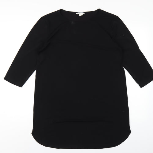 H&M Womens Black Polyester T-Shirt Dress Size S Round Neck Pullover