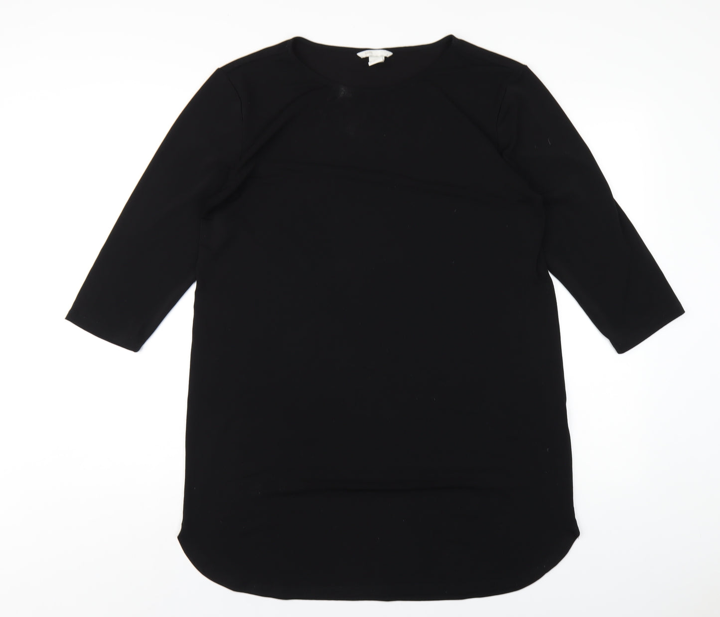 H&M Womens Black Polyester T-Shirt Dress Size S Round Neck Pullover