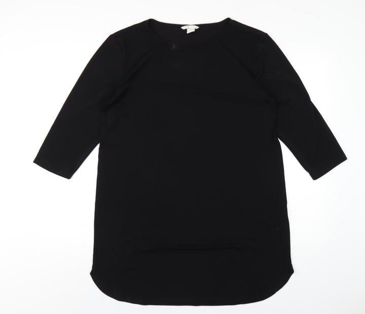H&M Womens Black Polyester T-Shirt Dress Size S Round Neck Pullover