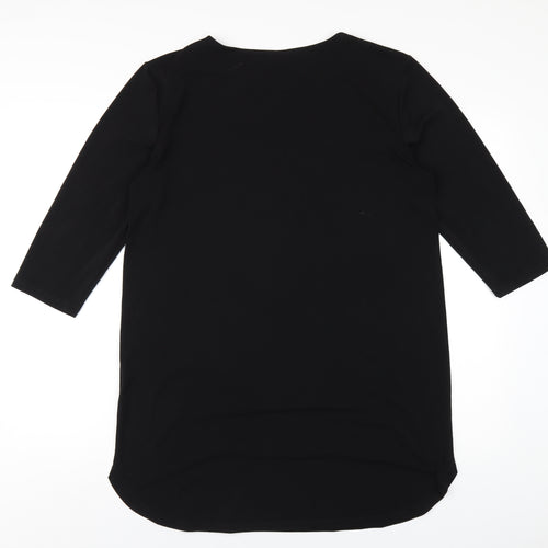 H&M Womens Black Polyester T-Shirt Dress Size S Round Neck Pullover