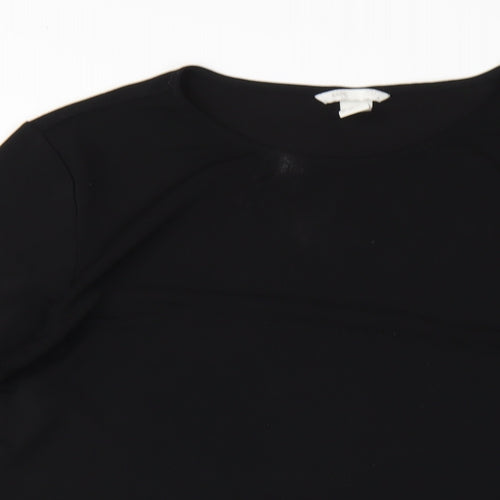 H&M Womens Black Polyester T-Shirt Dress Size S Round Neck Pullover