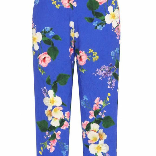 Boohoo Womens Blue Floral Polyester Trousers Size 8 L29 in Regular Zip