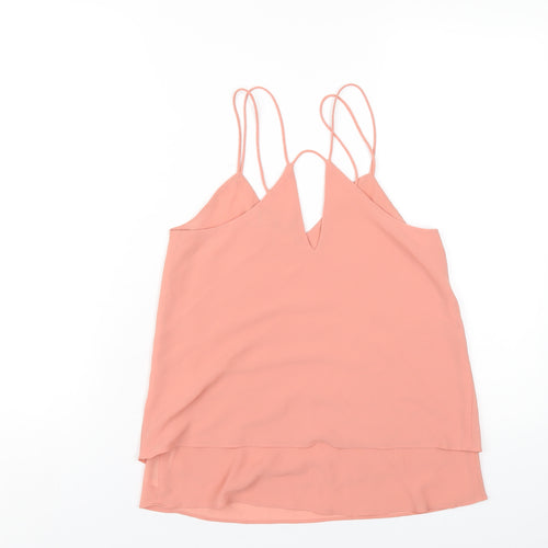 New Look Womens Pink Polyester Camisole T-Shirt Size 6 V-Neck
