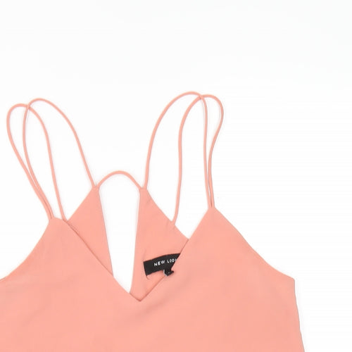 New Look Womens Pink Polyester Camisole T-Shirt Size 6 V-Neck