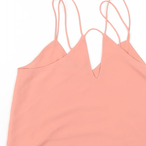 New Look Womens Pink Polyester Camisole T-Shirt Size 6 V-Neck