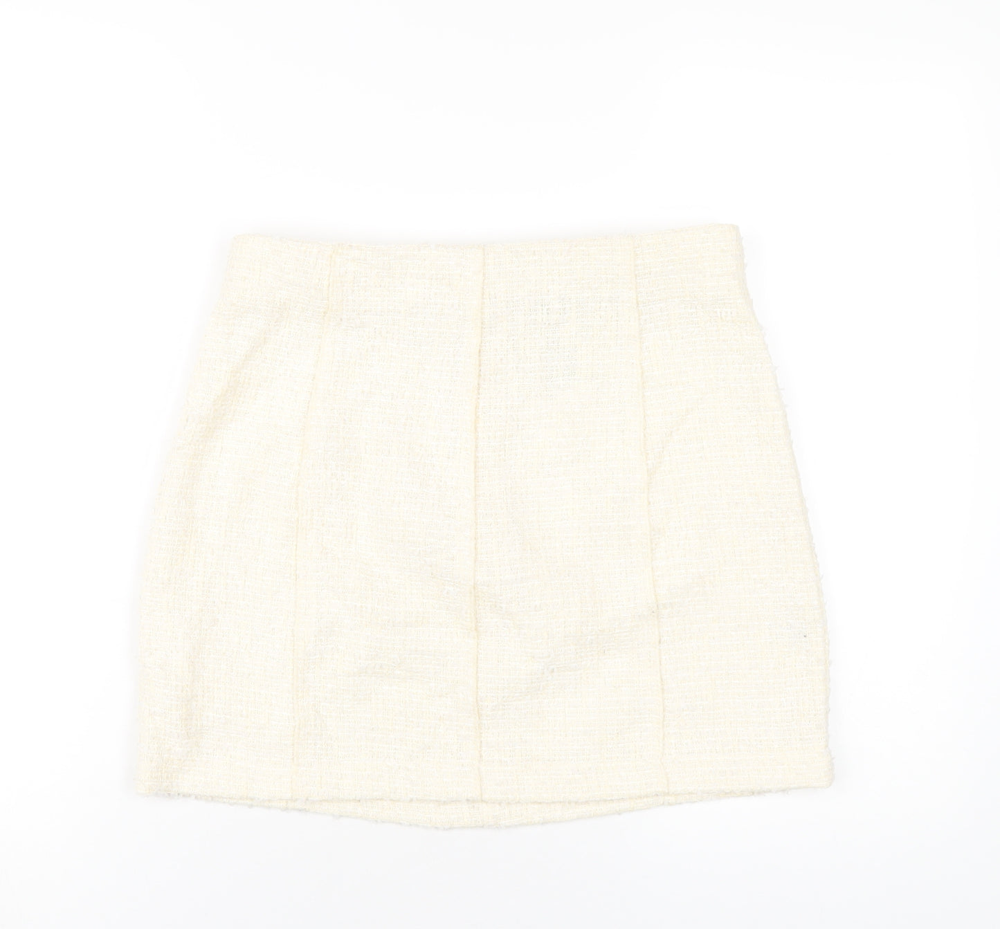 Zara Womens Ivory Polyester A-Line Skirt Size XL Zip
