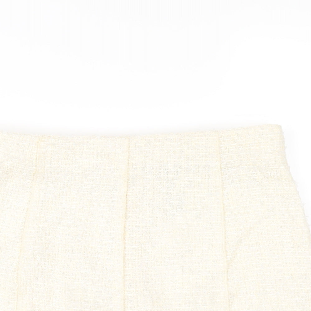 Zara Womens Ivory Polyester A-Line Skirt Size XL Zip