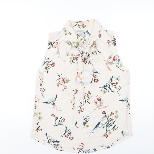 H&M Womens Multicoloured Geometric Polyester Basic Blouse Size 8 V-Neck