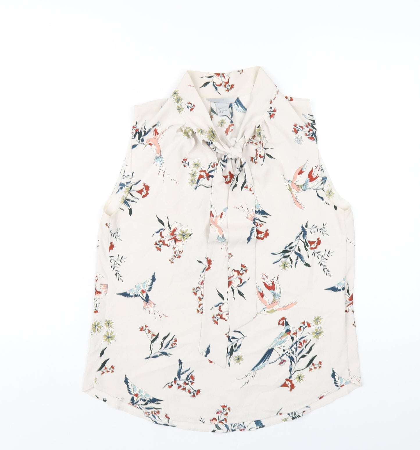 H&M Womens Multicoloured Geometric Polyester Basic Blouse Size 8 V-Neck