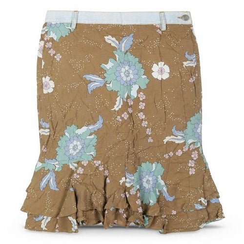 Mango Womens Brown Floral Viscose A-Line Skirt Size 10 Zip