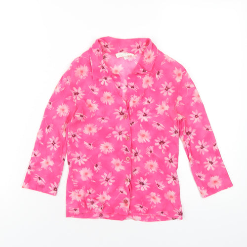 Kookai Womens Pink Floral Polyester Basic Button-Up Size S Collared