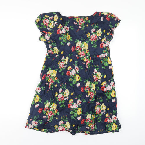 Jack Wills Womens Blue Floral Cotton A-Line Size 8 Scoop Neck Pullover