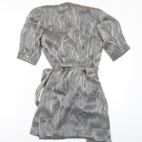 Zara Womens Silver Polyester Wrap Dress Size XS V-Neck Tie