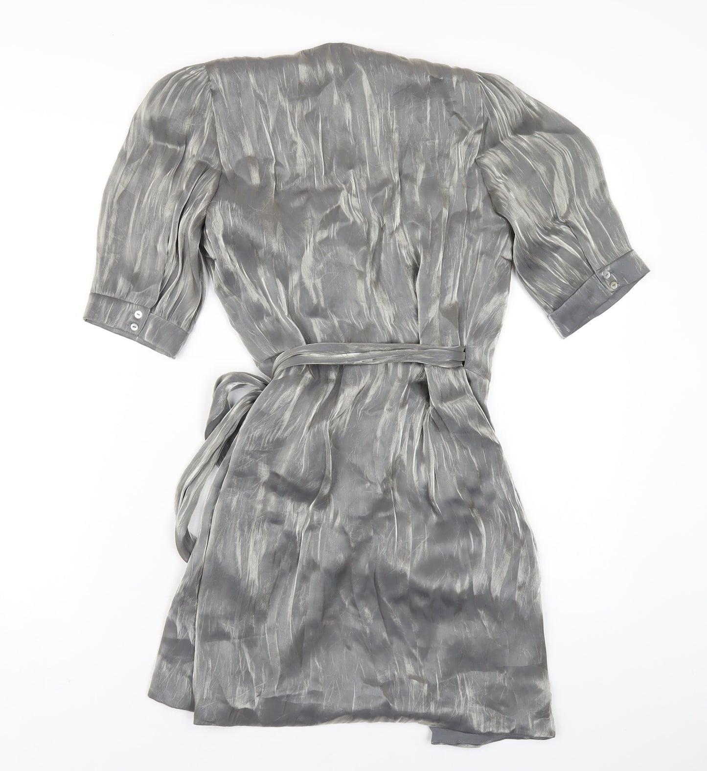 Zara Womens Silver Polyester Wrap Dress Size XS V-Neck Tie