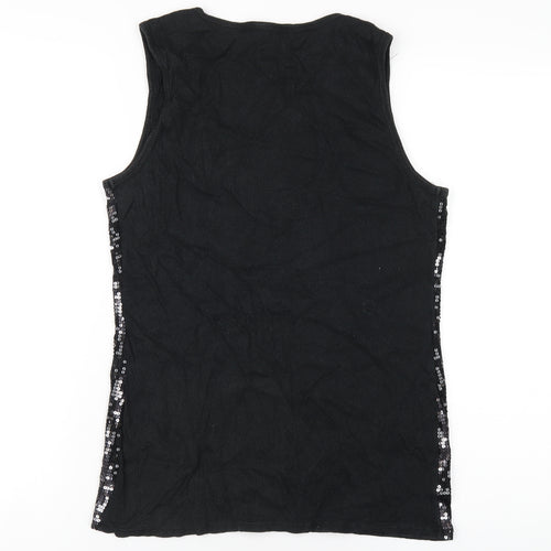 Cruise Wear & Co Womens Black Cotton Basic Tank Size XL Scoop Neck - Sequin