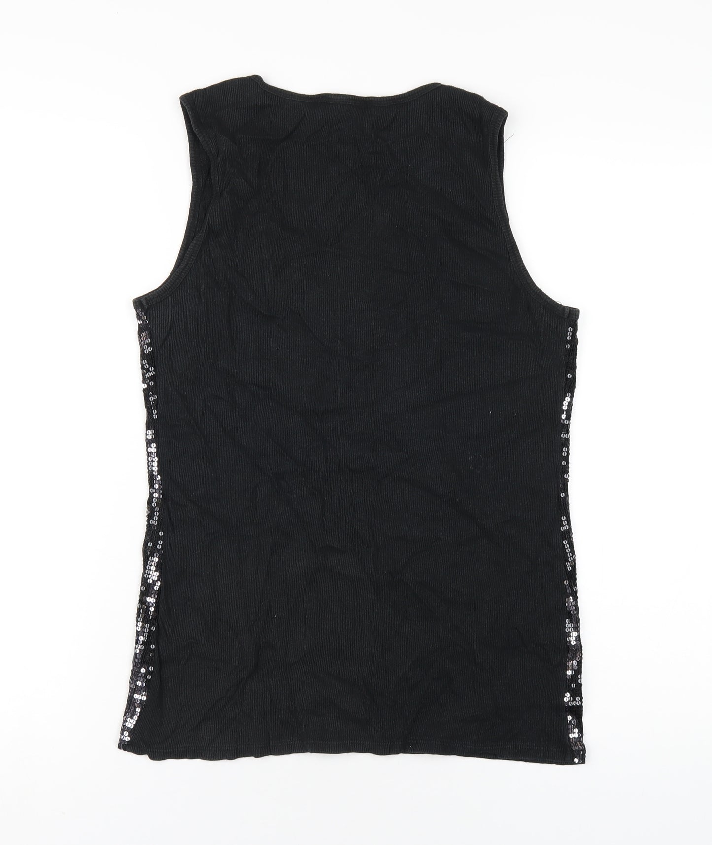 Cruise Wear & Co Womens Black Cotton Basic Tank Size XL Scoop Neck - Sequin