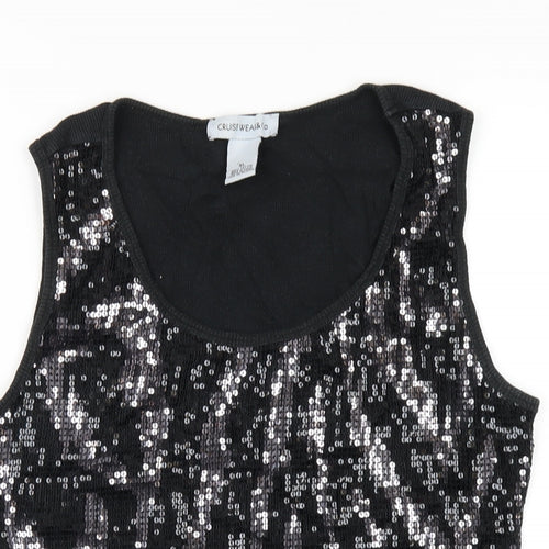 Cruise Wear & Co Womens Black Cotton Basic Tank Size XL Scoop Neck - Sequin