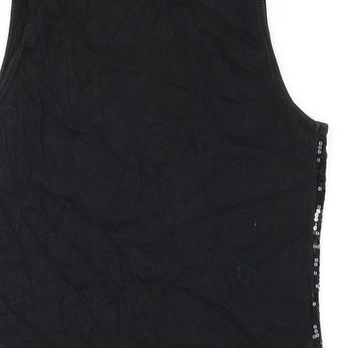 Cruise Wear & Co Womens Black Cotton Basic Tank Size XL Scoop Neck - Sequin