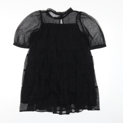 NEXT Girls Black Polyester A-Line Size 11 Years Round Neck Button