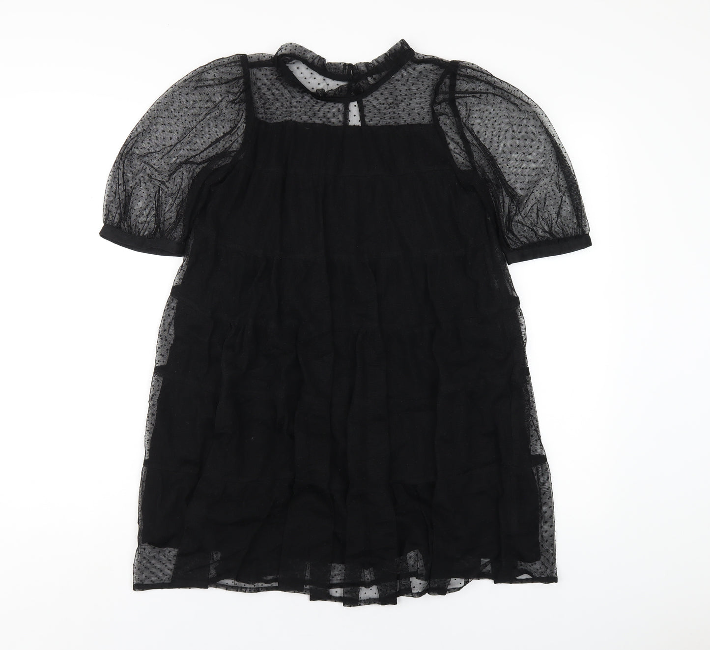 NEXT Girls Black Polyester A-Line Size 11 Years Round Neck Button