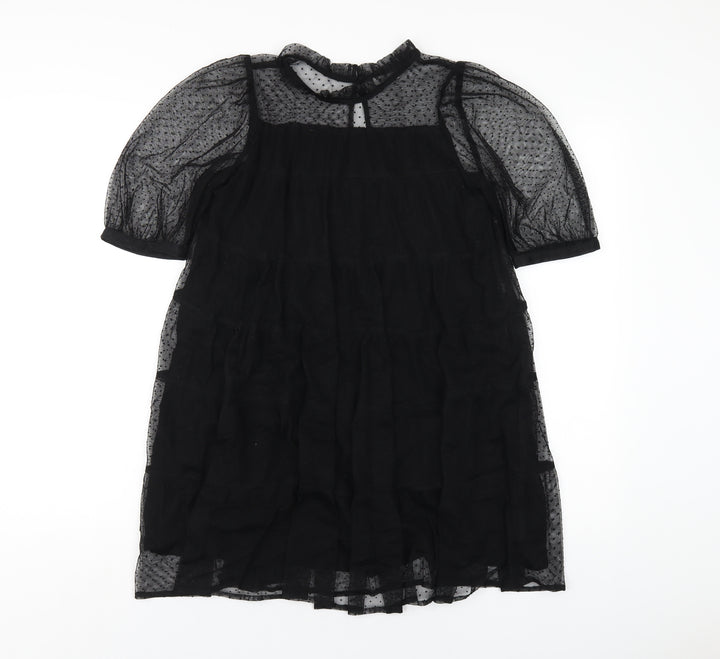 NEXT Girls Black Polyester A-Line Size 11 Years Round Neck Button
