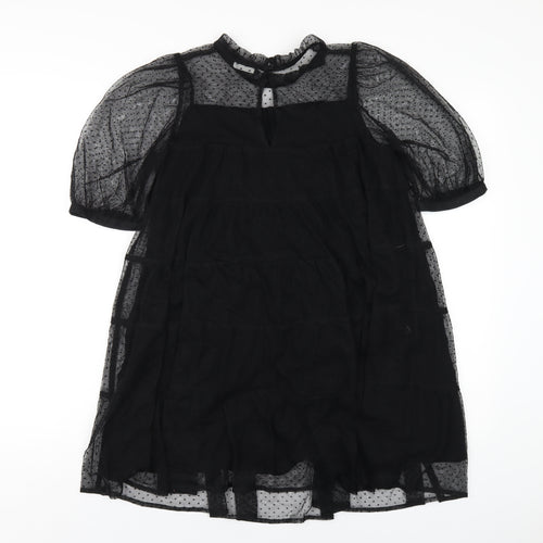 NEXT Girls Black Polyester A-Line Size 11 Years Round Neck Button