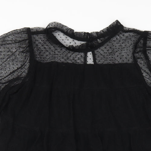 NEXT Girls Black Polyester A-Line Size 11 Years Round Neck Button