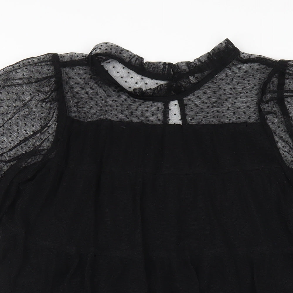 NEXT Girls Black Polyester A-Line Size 11 Years Round Neck Button
