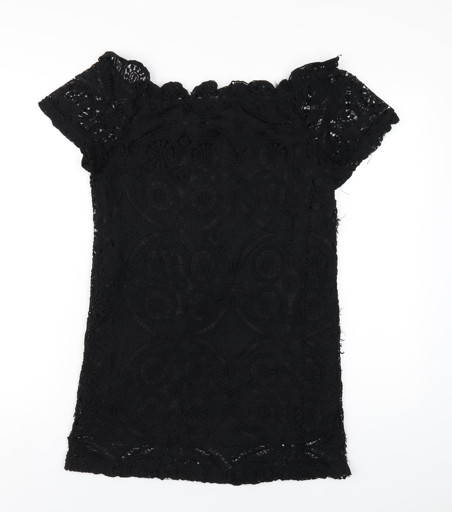 PRETTYLITTLETHING Womens Black Polyester A-Line Size 10 Off the Shoulder Pullover