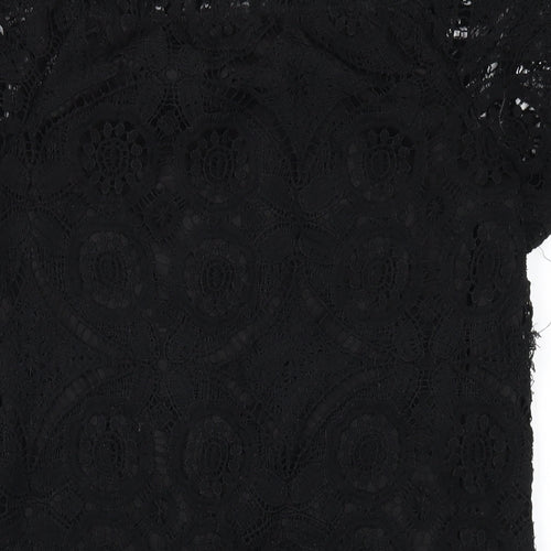 PRETTYLITTLETHING Womens Black Polyester A-Line Size 10 Off the Shoulder Pullover