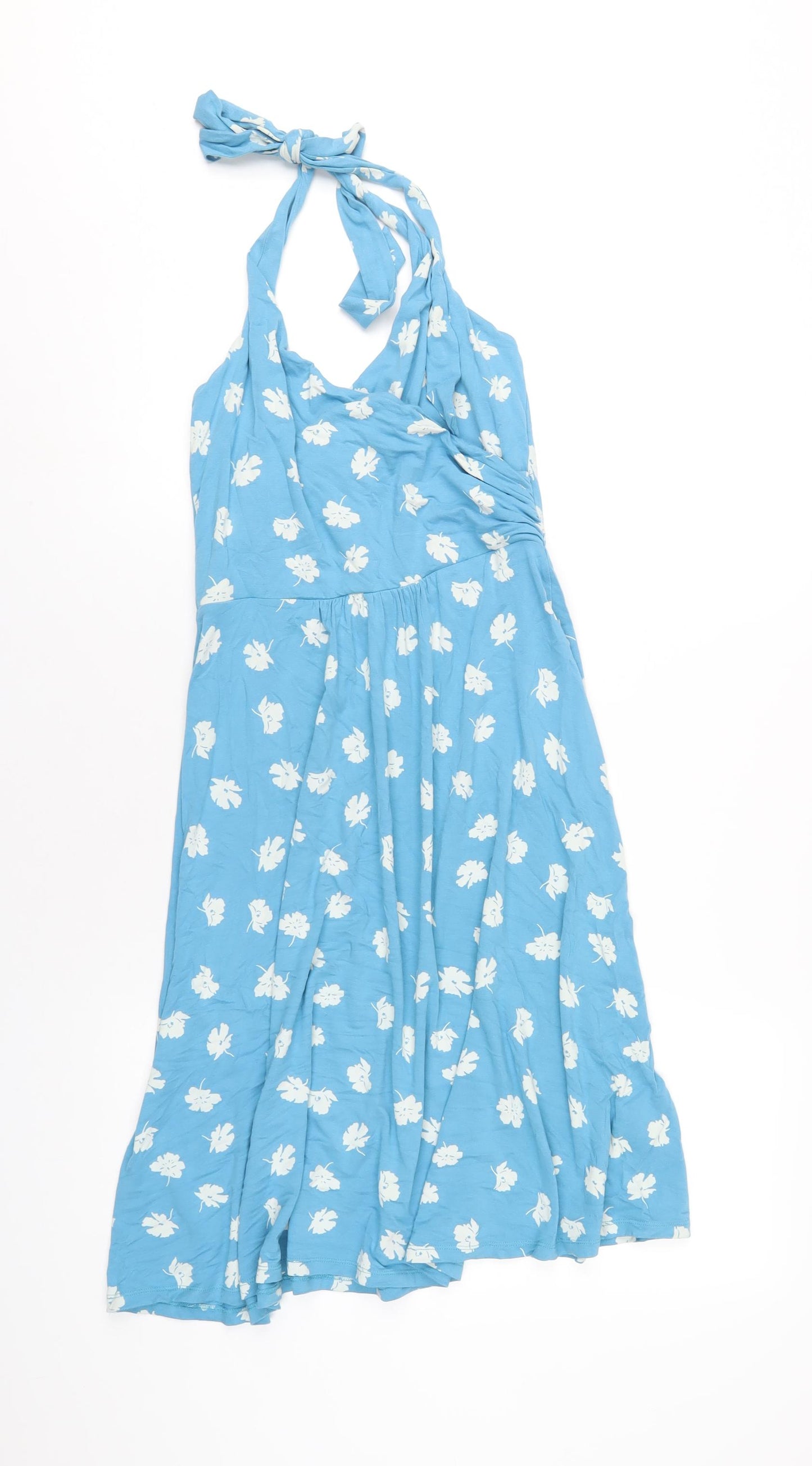 Boden Womens Blue Floral Viscose A-Line Size 10 Halter Pullover
