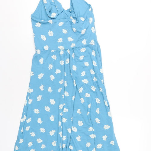 Boden Womens Blue Floral Viscose A-Line Size 10 Halter Pullover