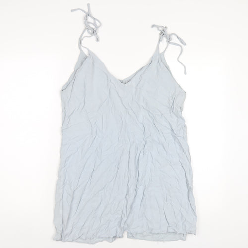 Topshop Womens Blue Viscose A-Line Size 14 V-Neck Button