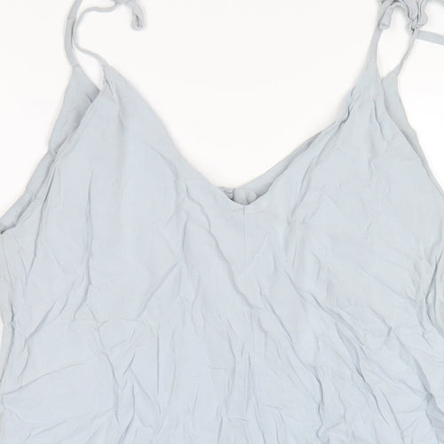 Topshop Womens Blue Viscose A-Line Size 14 V-Neck Button