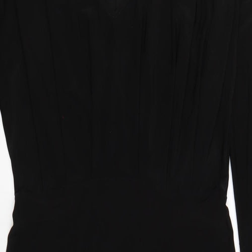 Boohoo Womens Black Polyester Bodycon Size 12 V-Neck Pullover